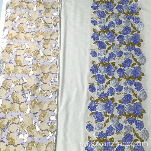 Blå marinblomma Jacquard Brocade Fabric